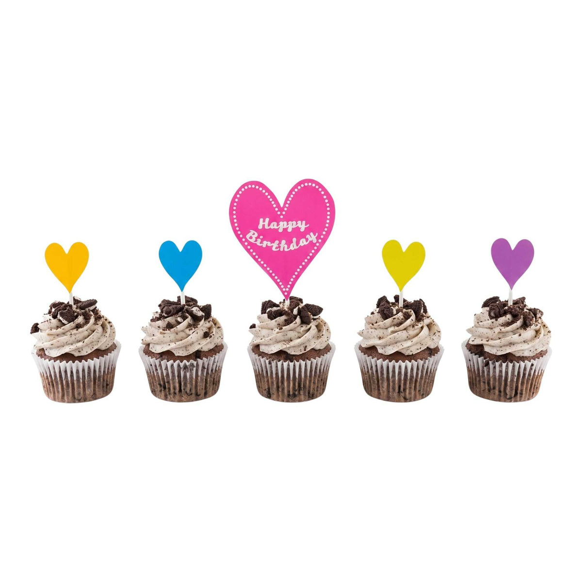 Top Cake Assorted Paper Happy Birthday Cake Topper - 6 1/4" x 3" - 10 pieces