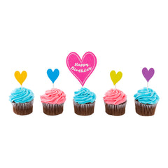 Top Cake Assorted Paper Happy Birthday Cake Topper - 6 1/4