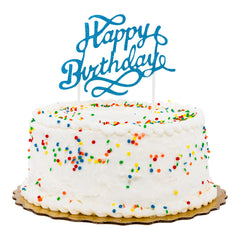 Top Cake Blue Paper Happy Birthday Cake Topper - Glitter - 6