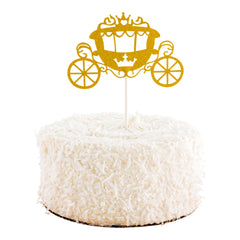 Top Cake Gold Paper Cinderella Carriage Cake Topper - Glitter - 8