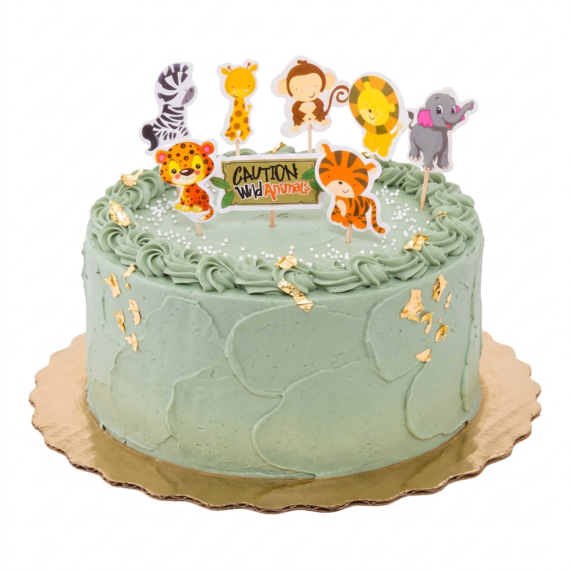 Top Cake Assorted Paper Jungle Safari Cake Topper - 3 1/2" x 2 1/2" - 24 pieces