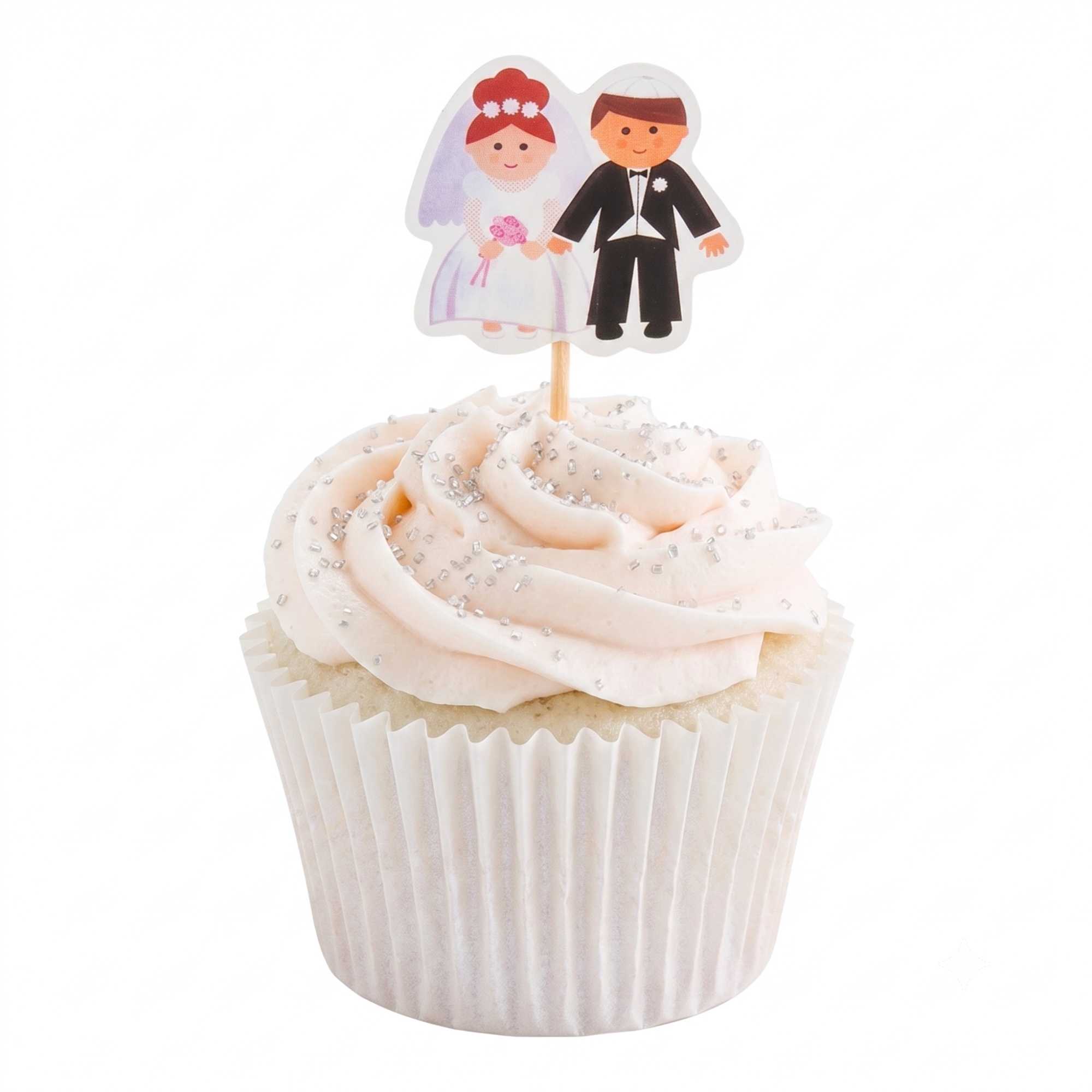 Top Cake Assorted Paper Wedding Cake Topper - Jewish Bride and Groom - 3 1/4" x 1 1/2" - 100 count box