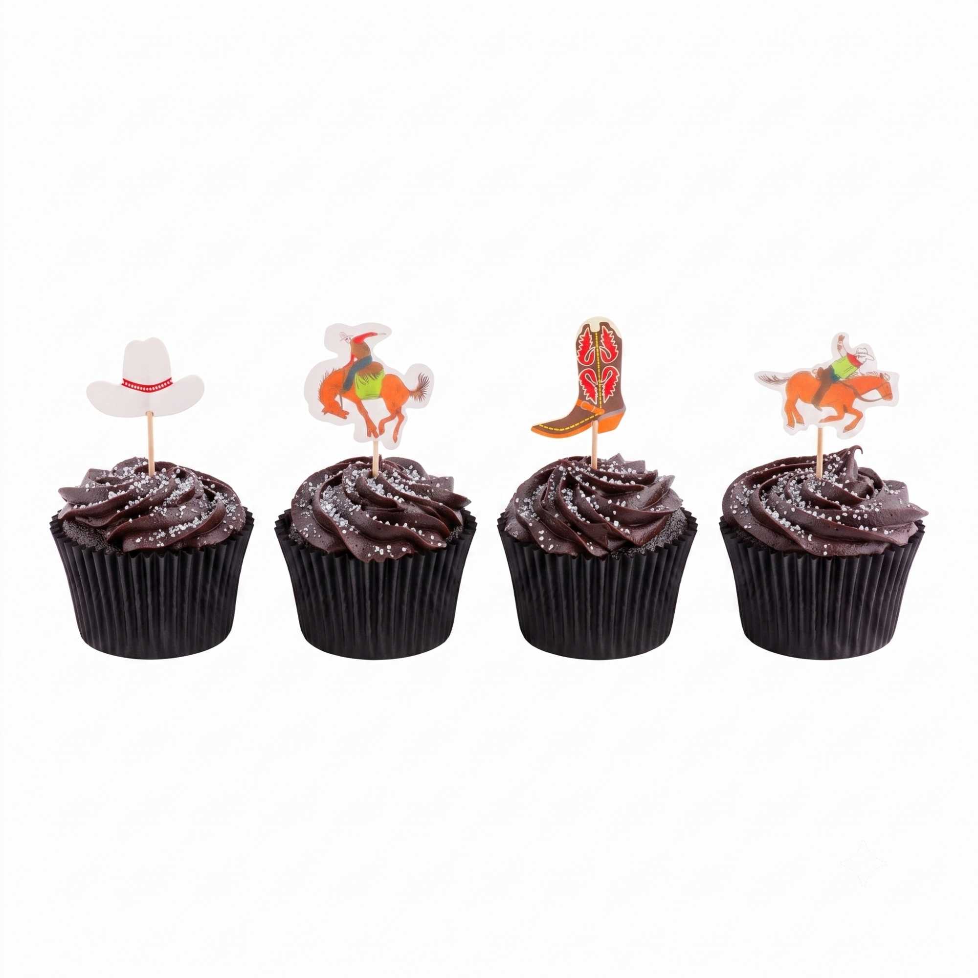 Top Cake Assorted Paper Western Cowboy Cake Topper - 3 1/4" x 1 1/2" - 24 pieces