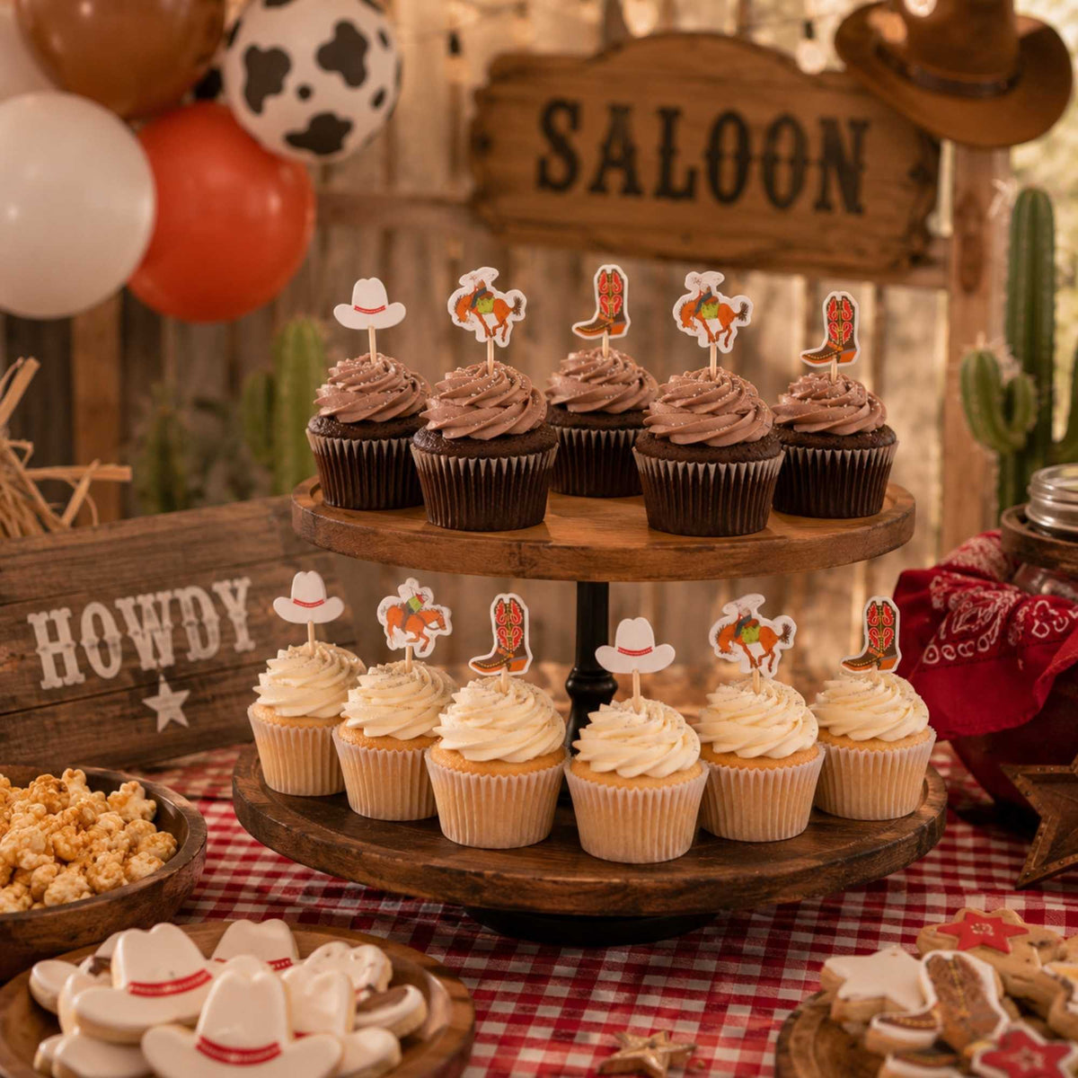 Top Cake Assorted Paper Western Cowboy Cake Topper - 3 1/4" x 1 1/2" - 24 pieces