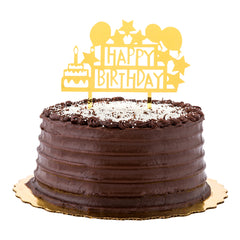Top Cake Gold Acrylic Happy Birthday Cake Topper - Mirrored, Celebration - 5 3/4