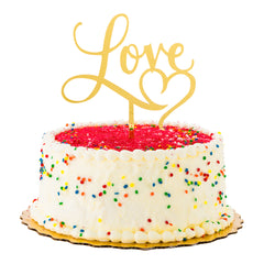 Top Cake Gold Acrylic Love Cake Topper - Mirrored, Heart - 5 3/4