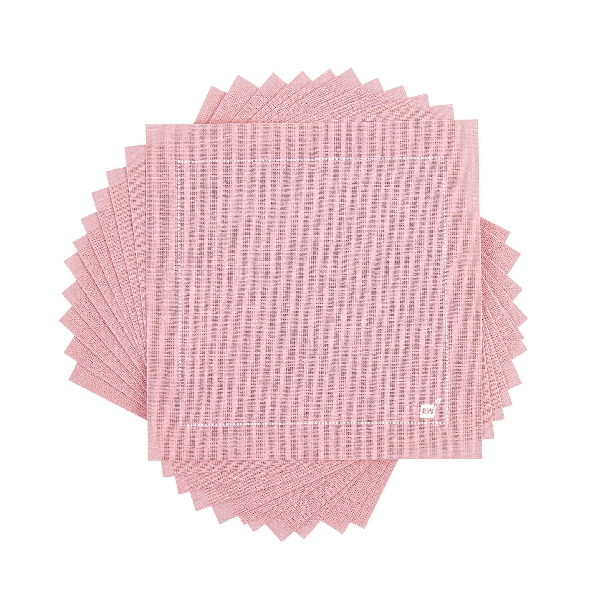 Luxenap Square Pink Cotton Cocktail Napkin - Organic, Disposable - 4 1/2" x 4 1/2" - 50 count box