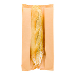 Bag Tek Brown Paper Bread Bag - Micro-Perforated, Greaseproof, Wheat Pattern - 5 3/4