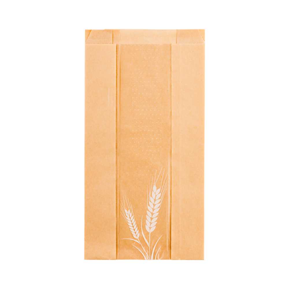 Bag Tek Brown Paper Bread Bag - Micro-Perforated, Greaseproof, Wheat Pattern - 5 3/4" x 2 3/4" x 11 1/2" - 2000 count box