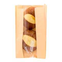 Bag Tek Brown Paper Bread Bag - Micro-Perforated, Greaseproof, Wheat Pattern - 6
