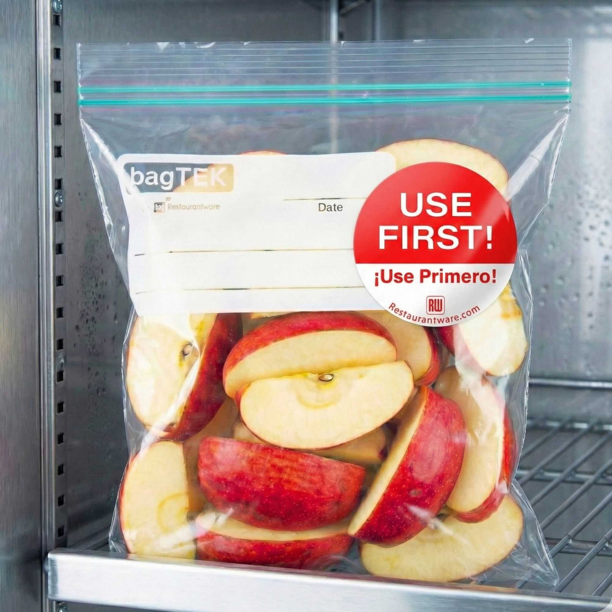 RW Smart Red Paper Use First Food Rotation Label - Removable, Bilingual - 2" x 2" - 500 count roll