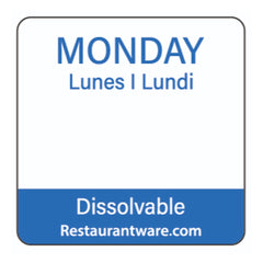 RW Smart Blue Paper Weekly Monday Food Rotation Label - Dissolvable, Trilingual - 1