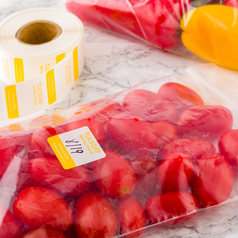 RW Smart Yellow Paper Weekly Tuesday Food Rotation Label - Dissolvable ...