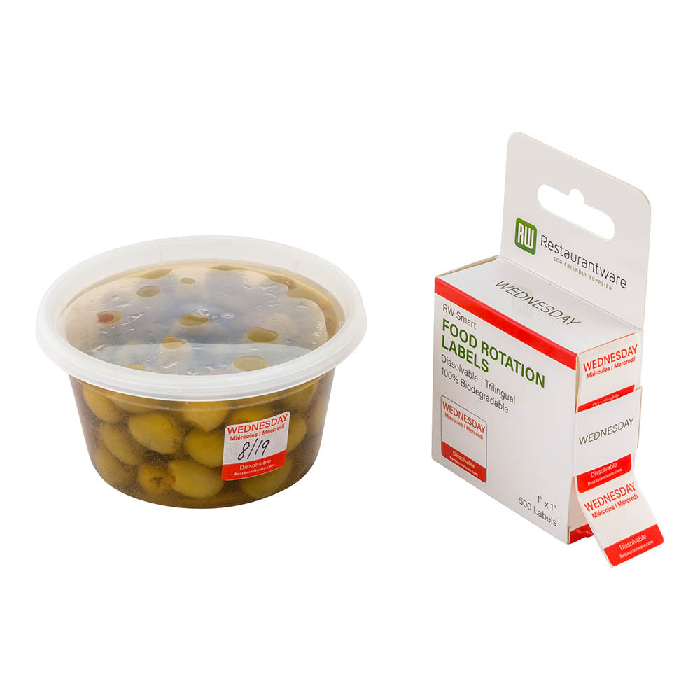 RW Smart Red Paper Weekly Wednesday Food Rotation Label - Dissolvable ...