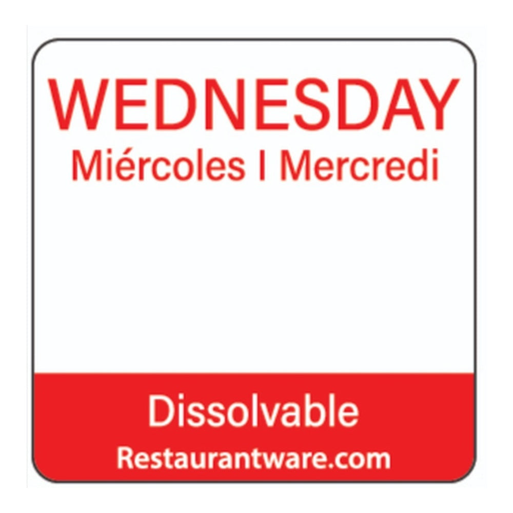 RW Smart Red Paper Weekly Wednesday Food Rotation Label - Dissolvable ...