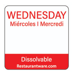 RW Smart Red Paper Weekly Wednesday Food Rotation Label - Dissolvable, Trilingual - 1