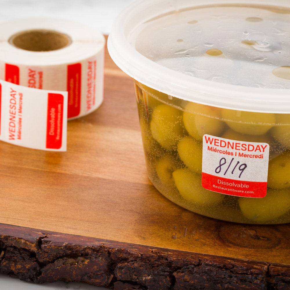 RW Smart Red Paper Weekly Wednesday Food Rotation Label - Dissolvable ...