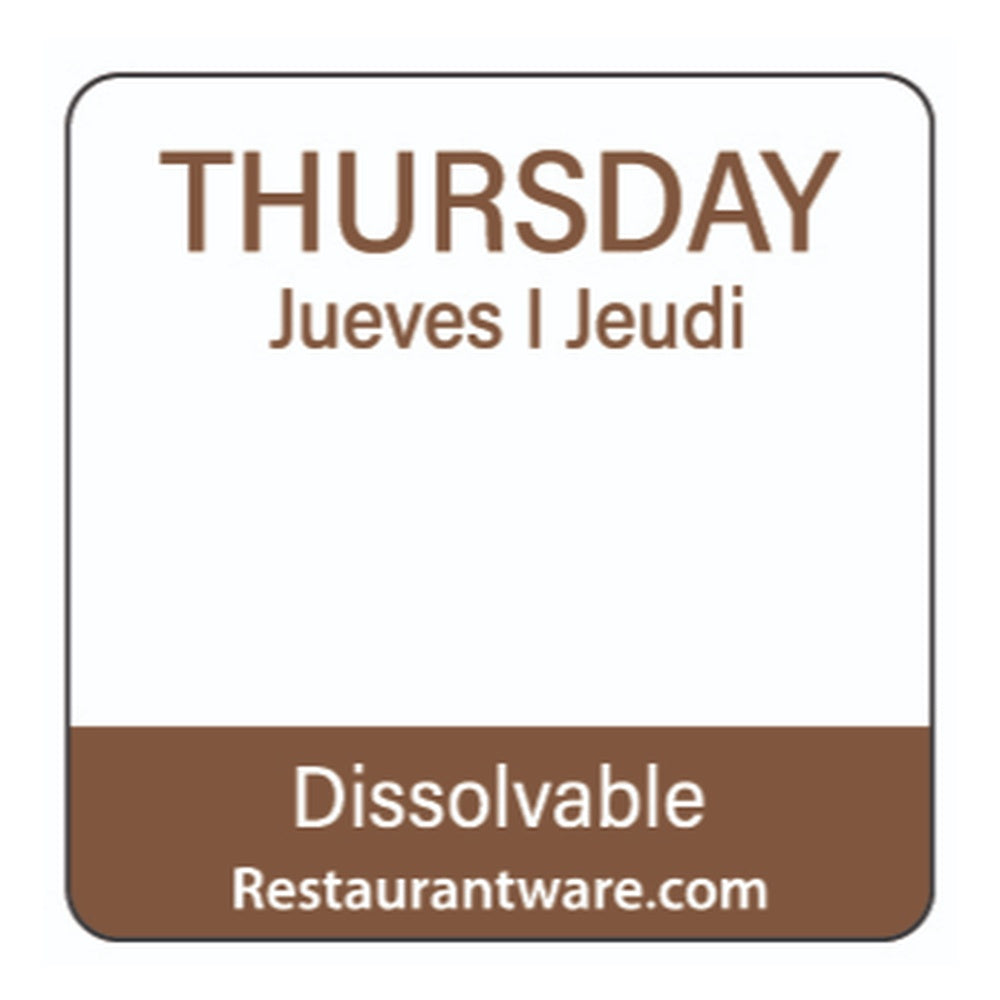 Thursday Food Label Sample RW Smart Brown Paper Weekly Thursday Food Rotation Label - Dissolvable ...