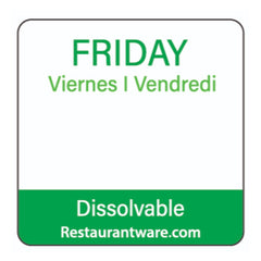 RW Smart Green Paper Weekly Friday Food Rotation Label - Dissolvable, Trilingual - 1