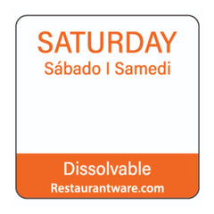 RW Smart Orange Paper Weekly Saturday Food Rotation Label - Dissolvable, Trilingual - 1
