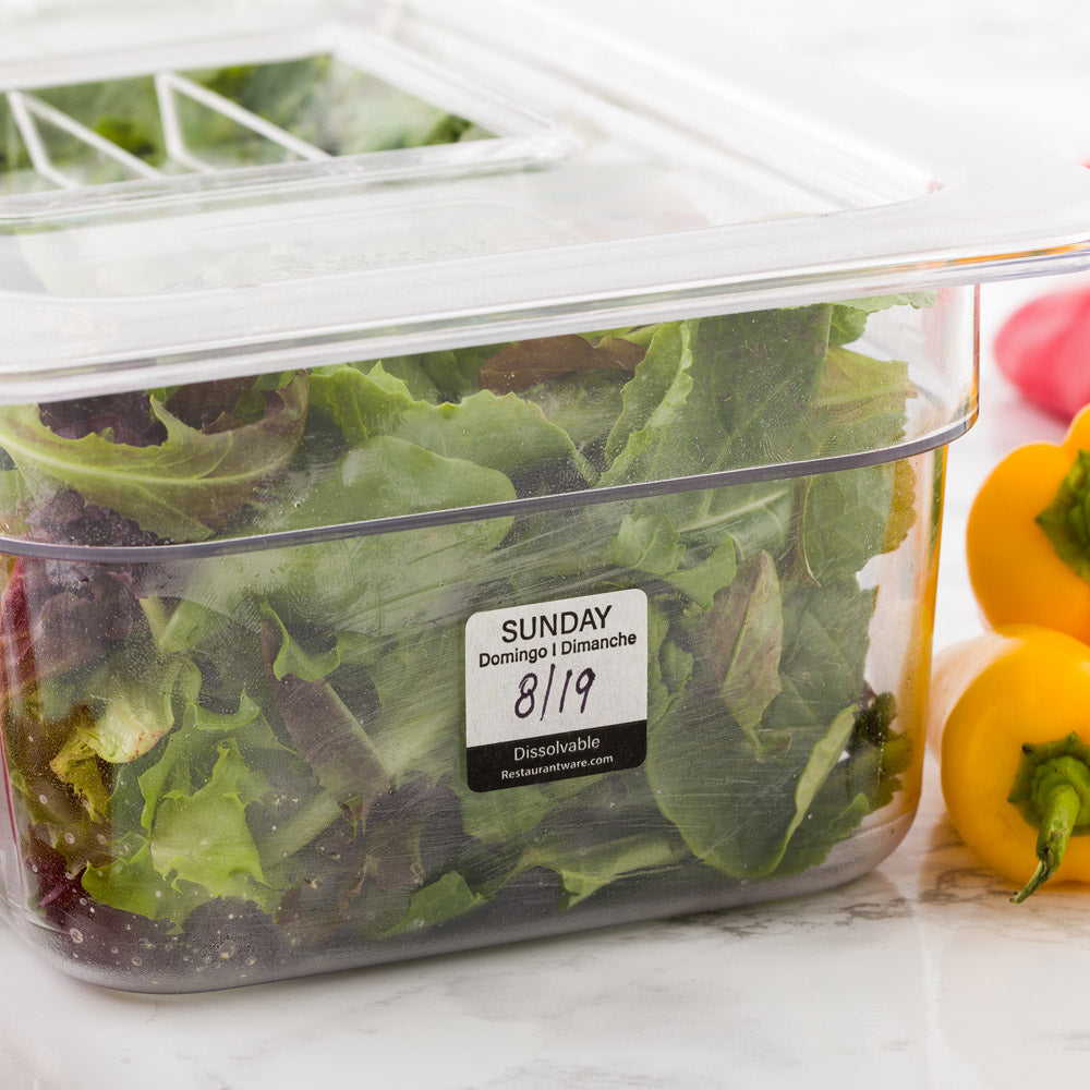 RW Smart Black Paper Weekly Sunday Food Rotation Label - Dissolvable ...