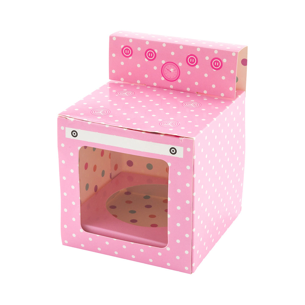 Pastry Tek Square Pink Paper Mini Oven Cupcake Window Box - Fits 1 - 3 1/2" x 3 1/2" x 3 1/2" - 100 count box