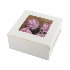 Cafe Vision Square White Cupcake Window Box - Fits 4 - 6 1/4