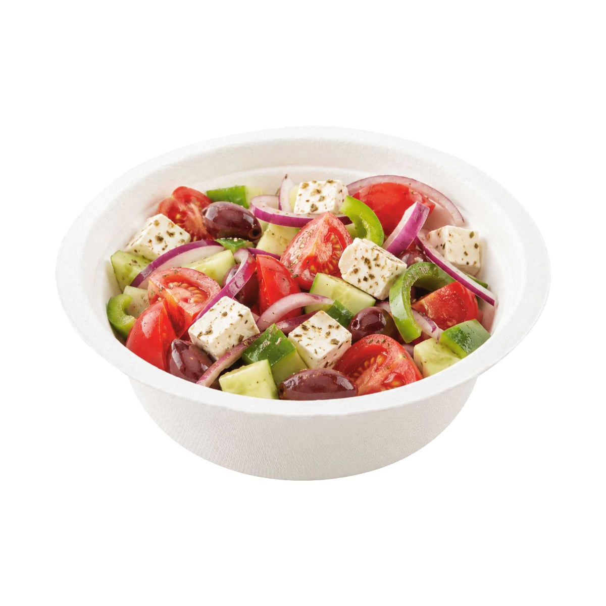 Pulp Tek 12 oz Round White Sugarcane / Bagasse Salad Bowl - 5 1/4" x 5 1/4" x 1 3/4" - 100 count box