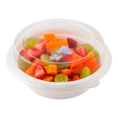Pulp Safe Round Clear Plastic Dome Lid - Fits 18 oz Bagasse Salad Bowl - 100 count box