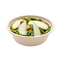 Pulp Tek 18 oz Round Natural Sugarcane / Bagasse Salad Bowl - 6 1/4