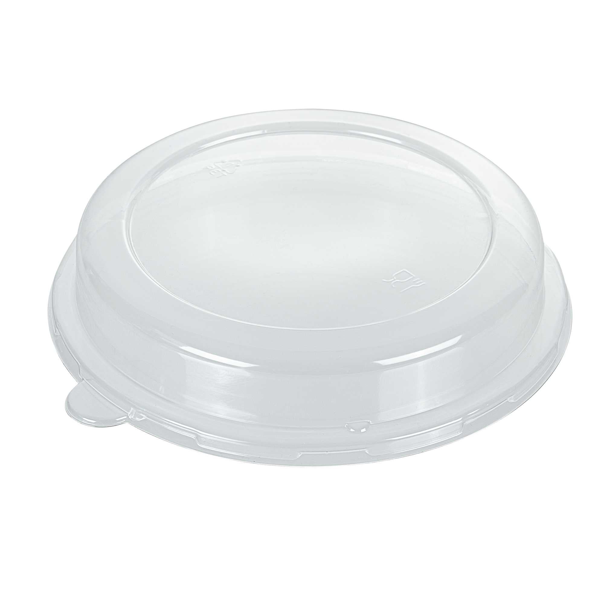 Pulp Safe Round Clear Plastic Dome Lid - Fits 32 oz Bagasse Salad Bowl - 100 count box