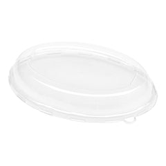 Pulp Tek Oval Clear Plastic Dome Lid - Fits 26 oz Bagasse Salad Plate - 200 count box