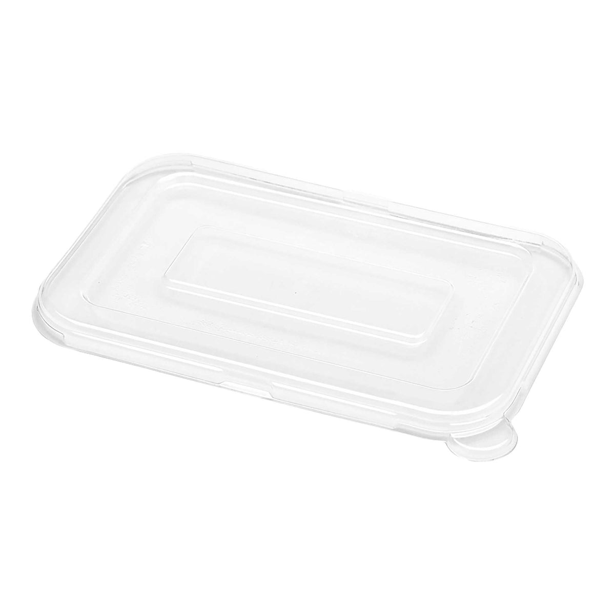 Pulp Tek Rectangle Clear Plastic Flat Lid - Fits 12 and 16 oz Bagasse Container - 100 count box