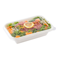 Pulp Tek Rectangle Clear Plastic Flat Lid - Fits 24 and 32 oz Bagasse Container - 100 count box