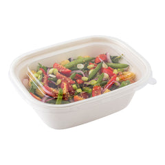 Pulp Tek Rectangle Clear Plastic Flat Lid - Fits 48 and 60 oz Bagasse Container - 100 count box