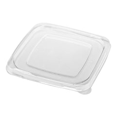 Pulp Tek Square Clear Plastic Flat Lid - Fits 24, 32 and 42 oz Bagasse Tall Bowl - 200 count box