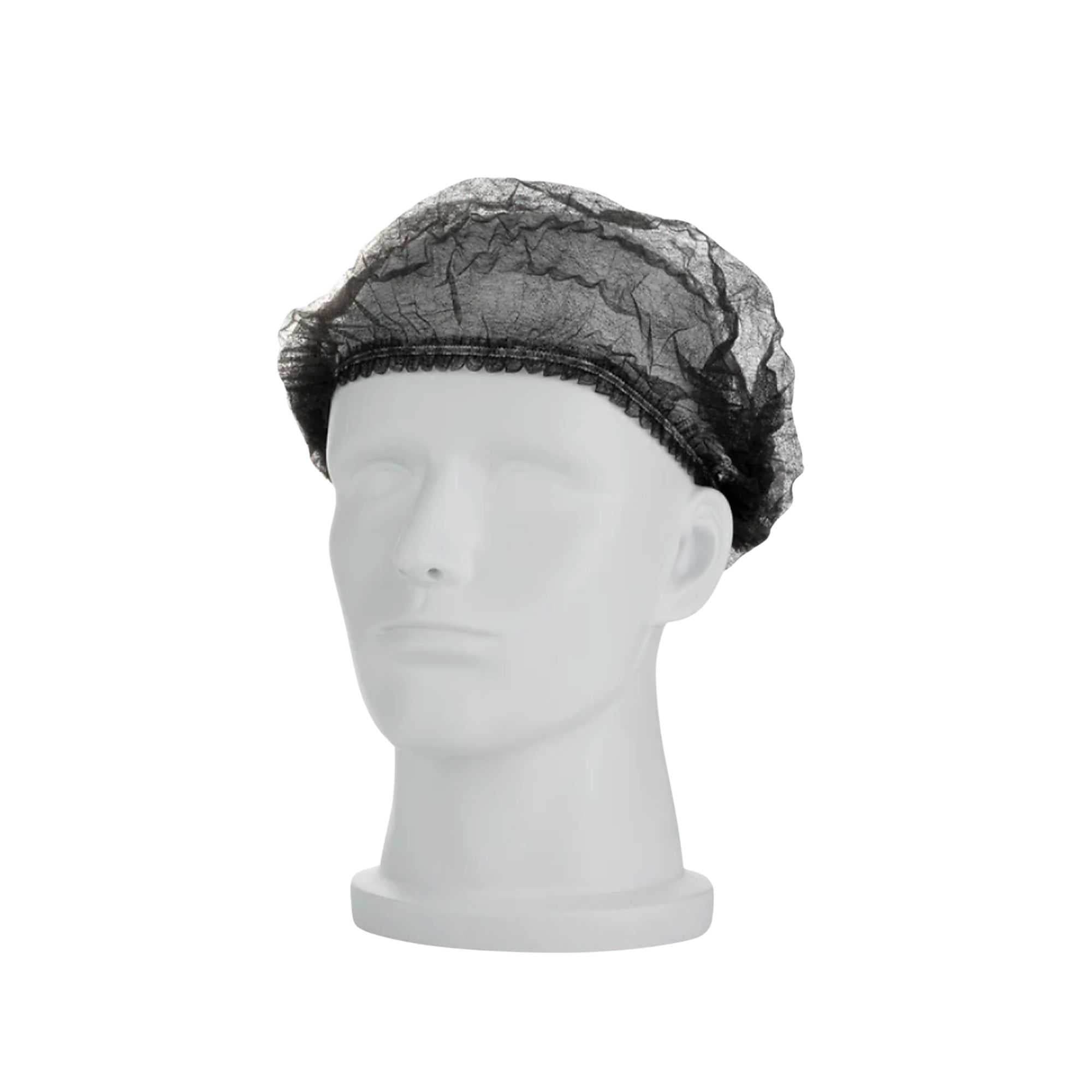 Clean Tek Professional Black Disposable Bouffant Cap Hair Net - 21" - 1000 count box