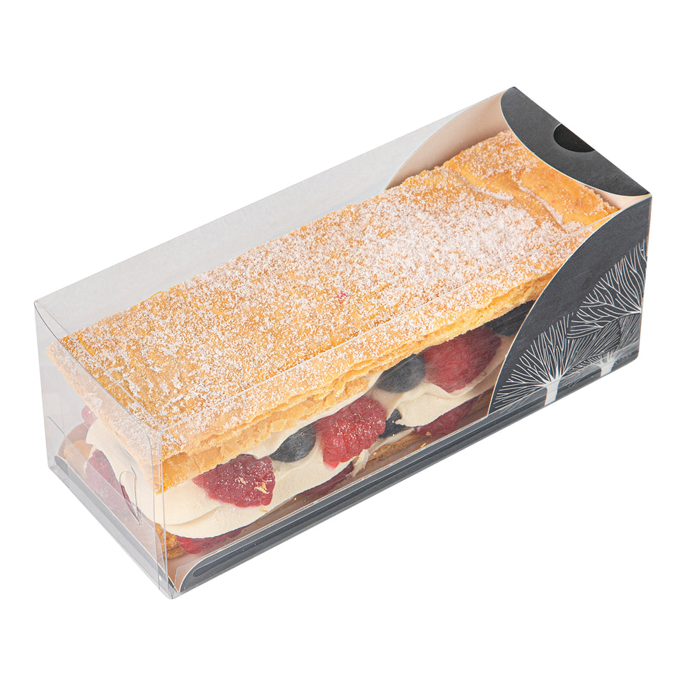 Sweet Vision Rectangle Clear Plastic Eclair Box - Black Paper Sleeve ...