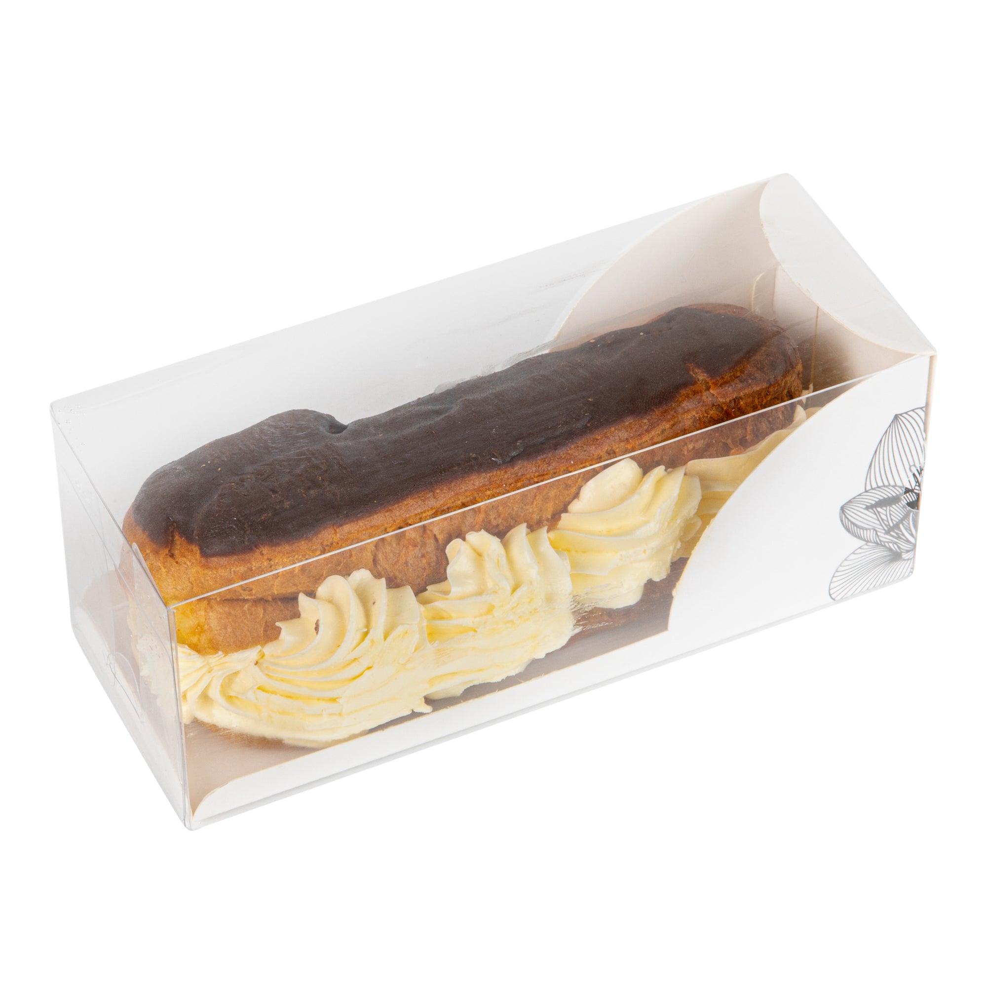 Sweet Vision Rectangle Clear Plastic Eclair Box - White Paper Sleeve ...