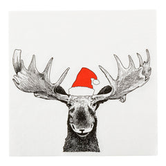 White Paper Luncheon Napkin - Holiday Moose - 13