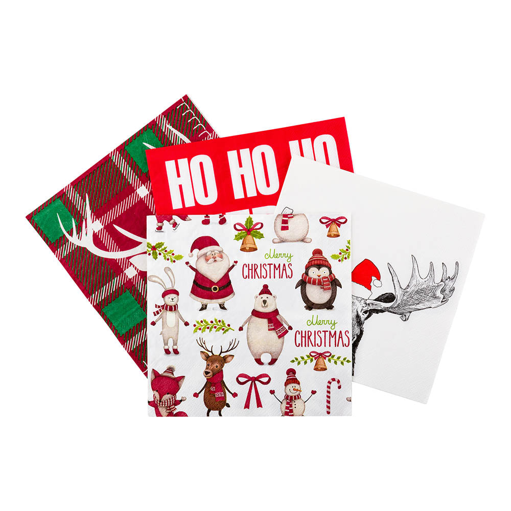 Luxenap White Paper Luncheon Napkin - Merry Christmas - 13" x 13" - 500 count box