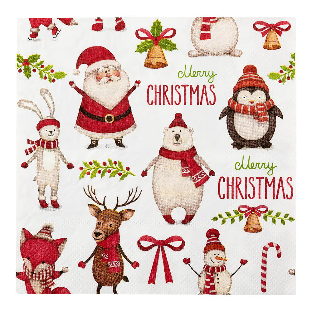 Luxenap White Paper Luncheon Napkin - Merry Christmas - 13" x 13" - 500 count box