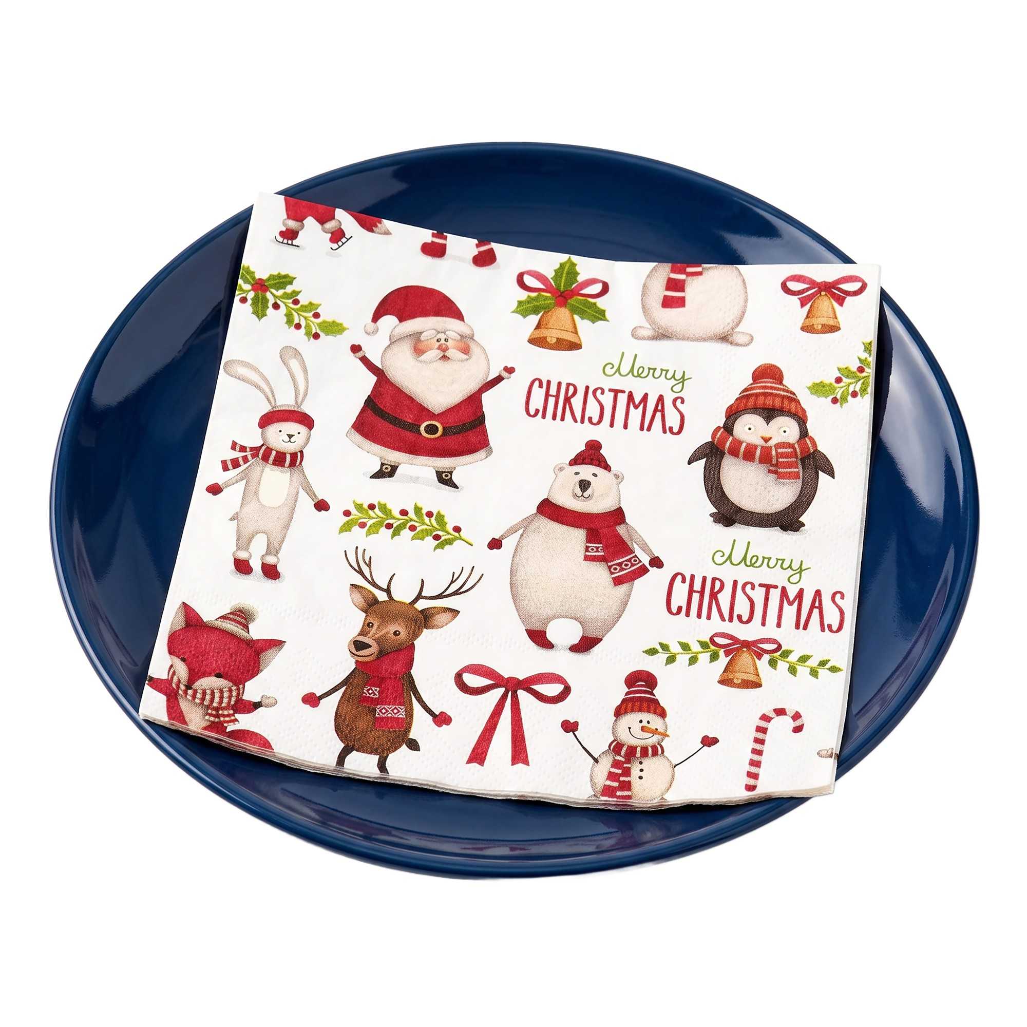 Luxenap White Paper Luncheon Napkin - Merry Christmas - 13" x 13" - 500 count box