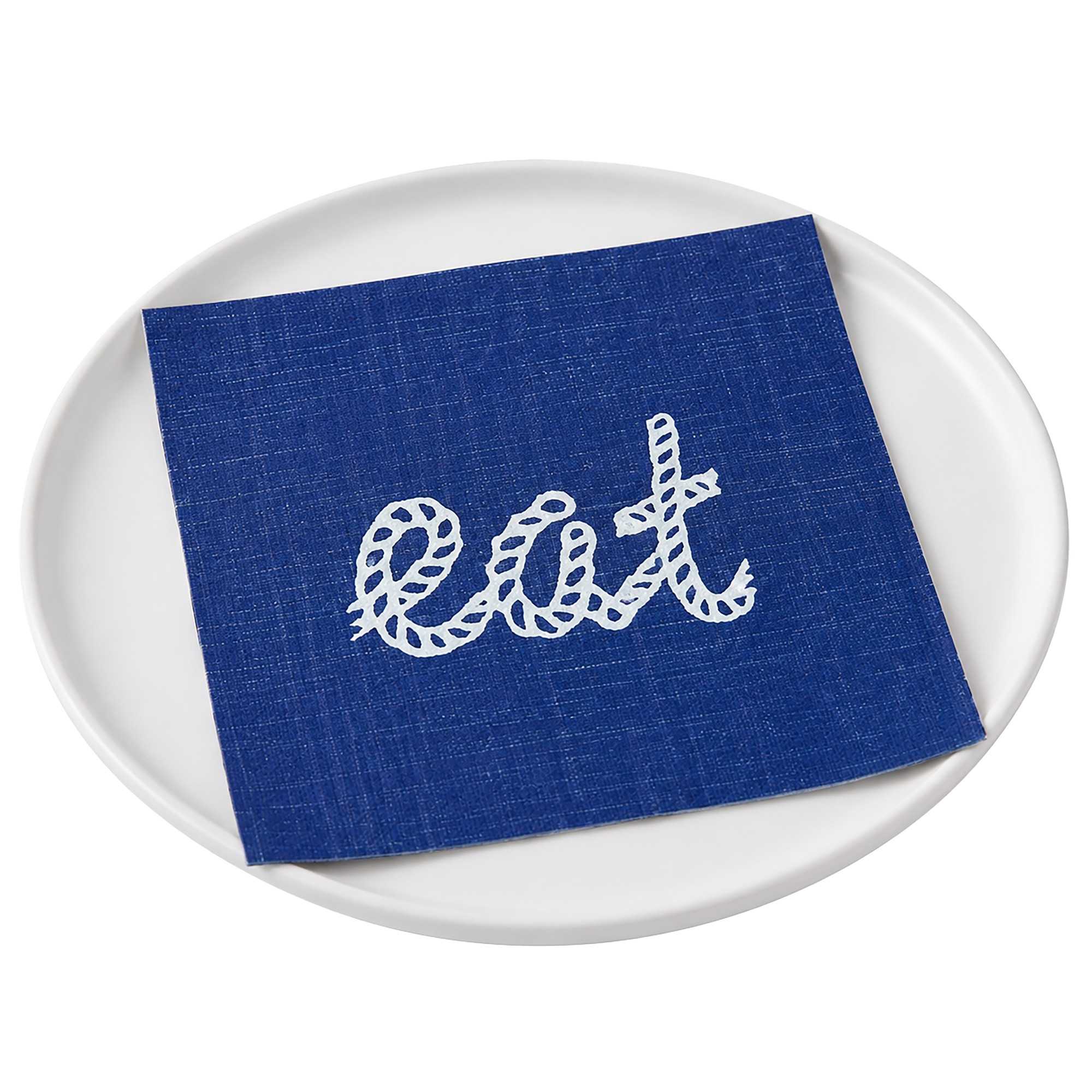 Luxenap Navy Paper Luncheon Napkin - Eat, Rope Script - 13" x 13" - 500 count box