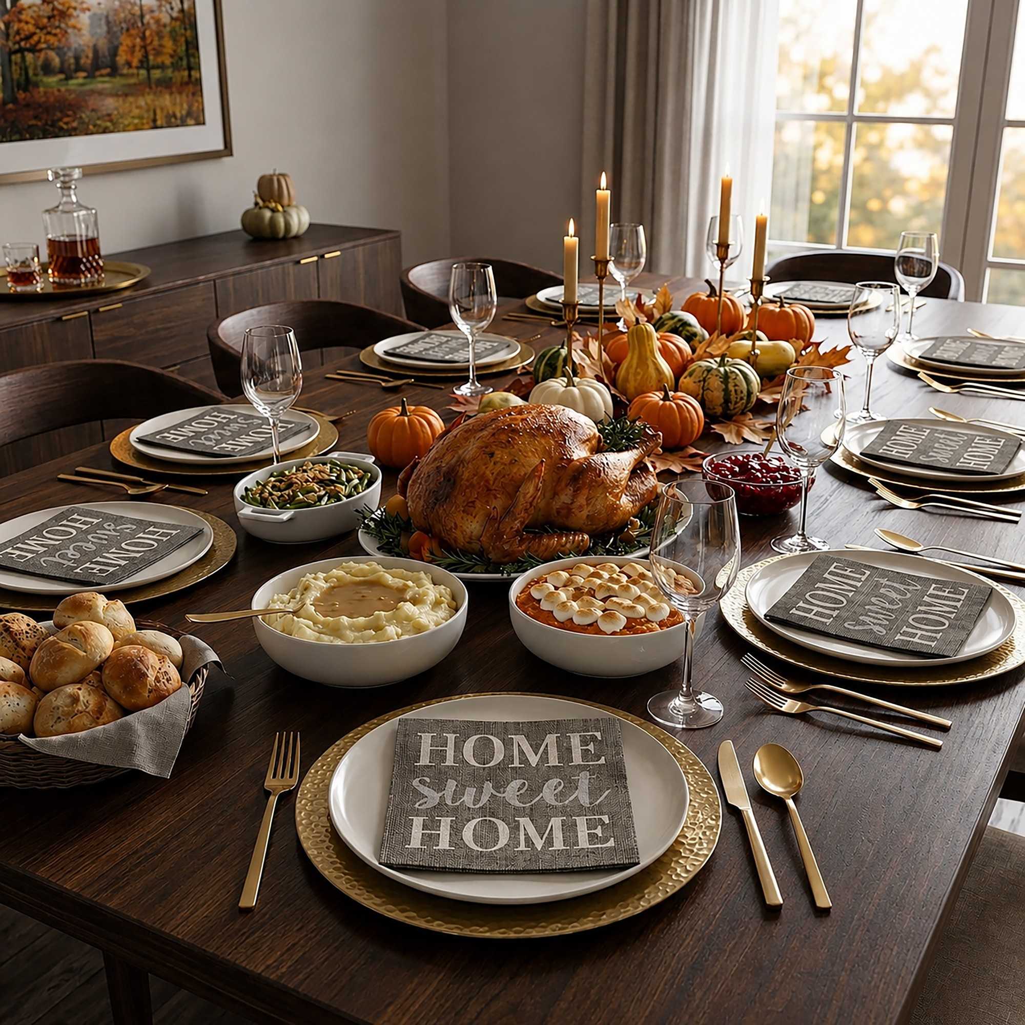 Napluxe Dark Gray Paper Luncheon Napkin - Home Sweet Home - 13" x 13" - 500 count box