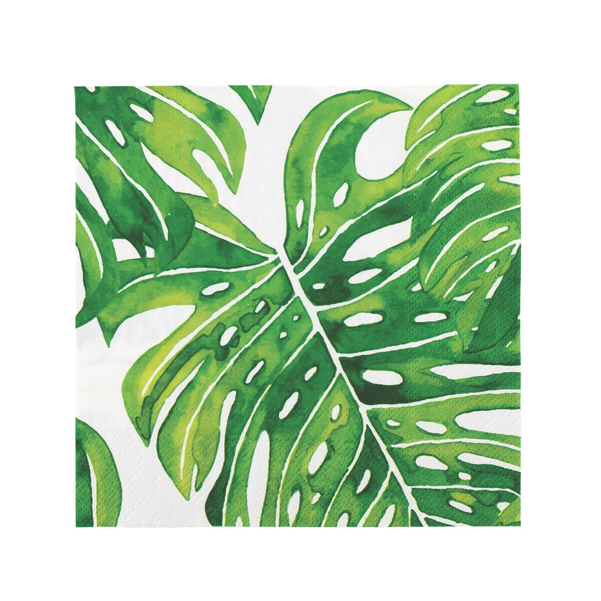 Luxenap White Paper Luncheon Napkin - Tropical Leaves - 13" x 13" - 500 count box