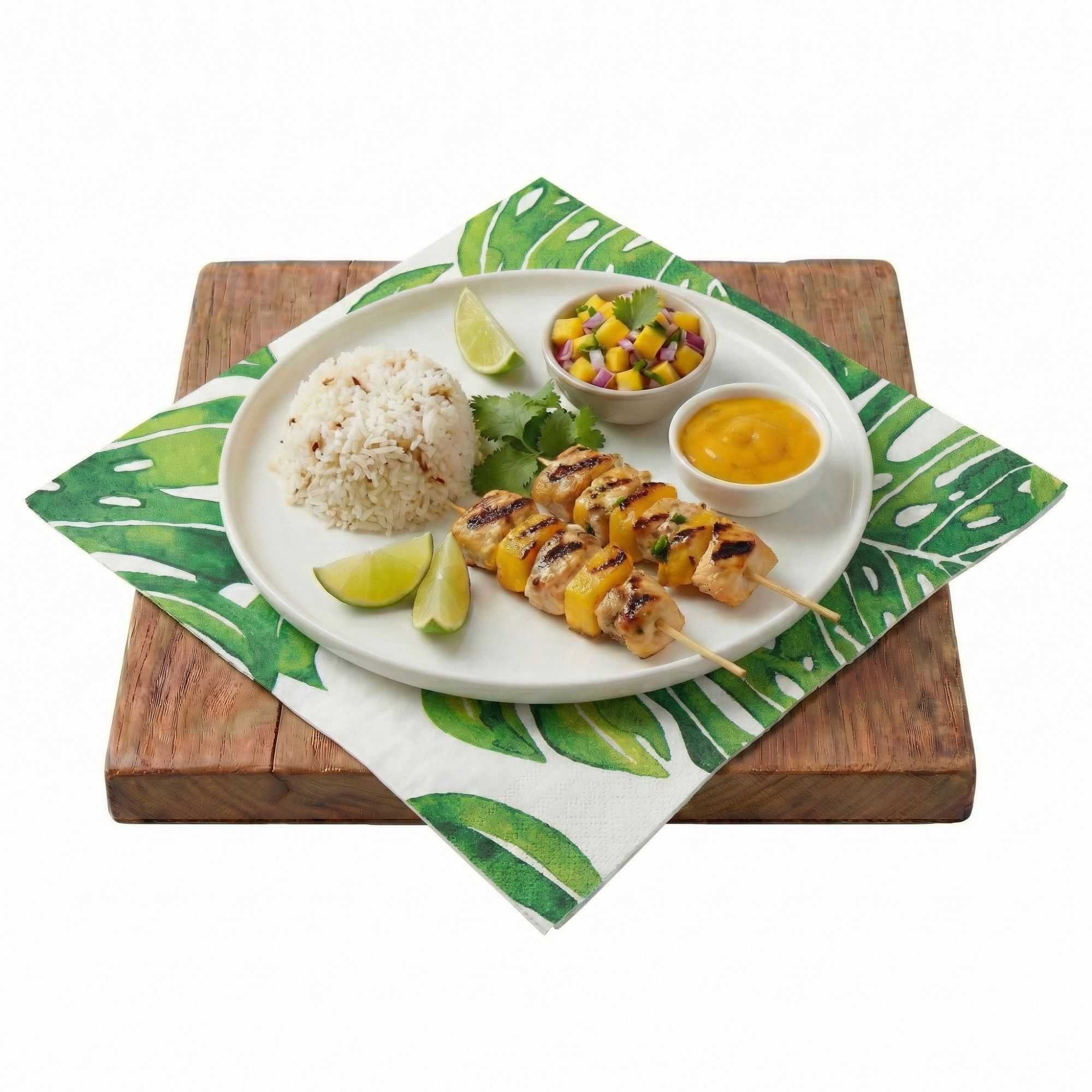 Luxenap White Paper Luncheon Napkin - Tropical Leaves - 13" x 13" - 500 count box