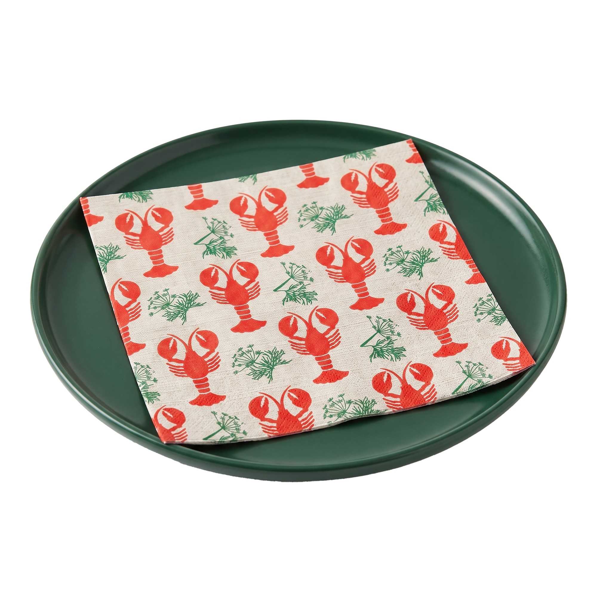 Luxenap Gray Paper Luncheon Napkin - Maine Lobster - 13" x 13" - 500 count box