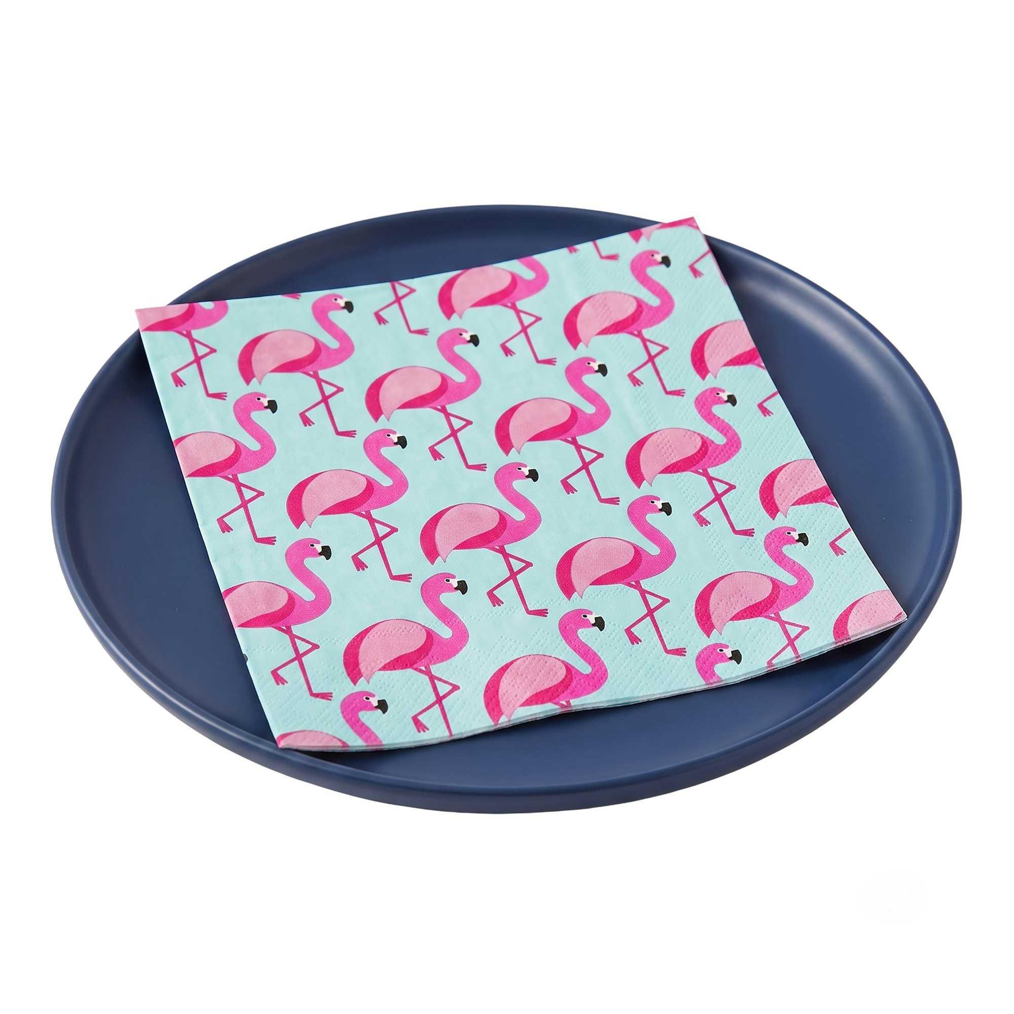 Luxenap Sky Blue Paper Luncheon Napkin - Florida Flamingo - 13" x 13" - 500 count box