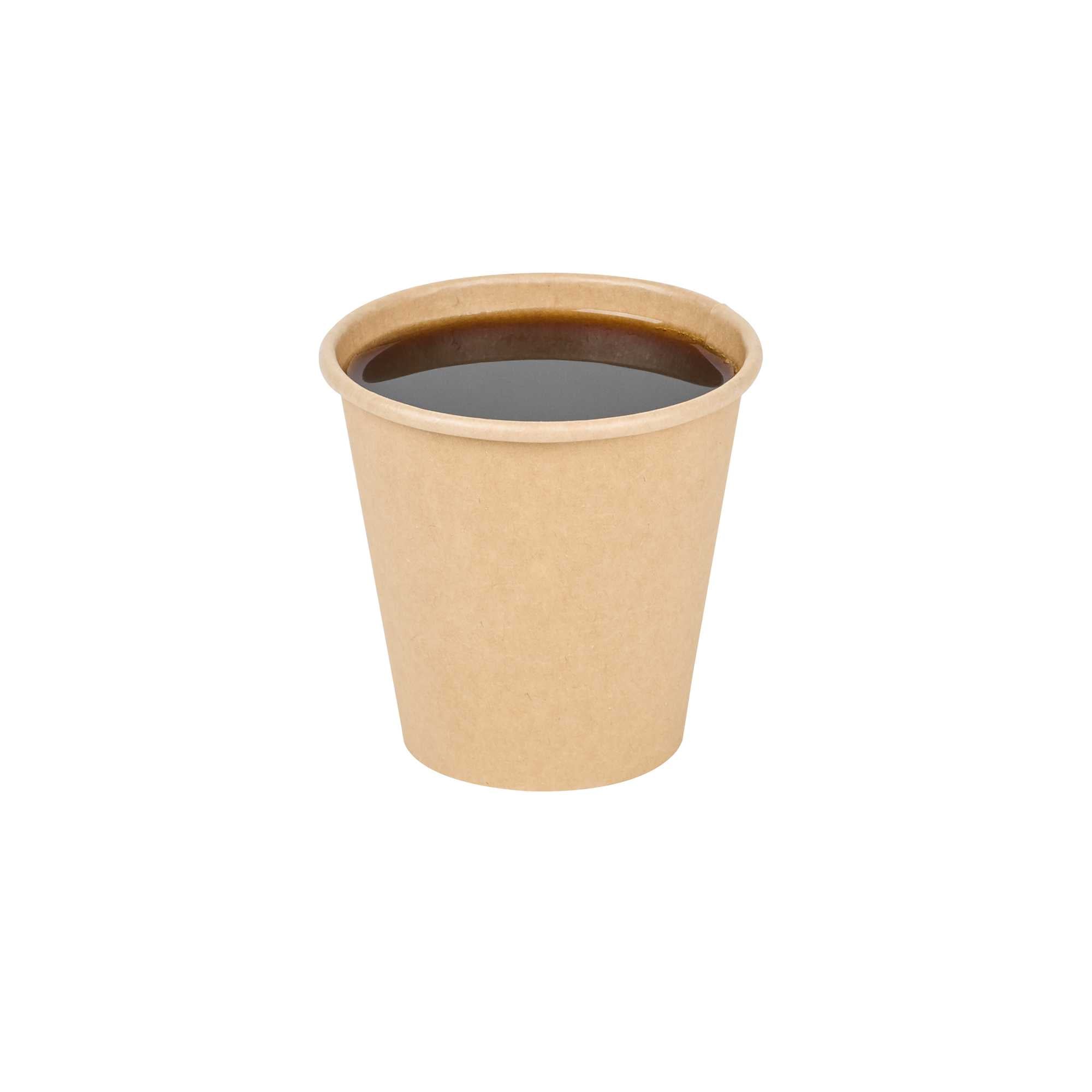 Chef 101 8 oz Natural Paper Unbleached Coffee Cup - Single Wall - 3 1/2" x 3 1/2" x 3 1/4" - 1000 count box